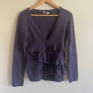 MOTH Anthropologie Split Decision Purple Cardigan‎ Wool S/P small petite